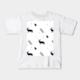 Christmas, holiday, deer, wildlife, reindeer, festive, winter, cold, north, beast, animal, seamless, pattern Kids T-Shirt